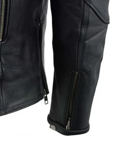 Milwaukee Leather MLM1515 Men's'Triple Stitch' Beltless Black Leather Moto Jacket Leather Motorcycle Jackets