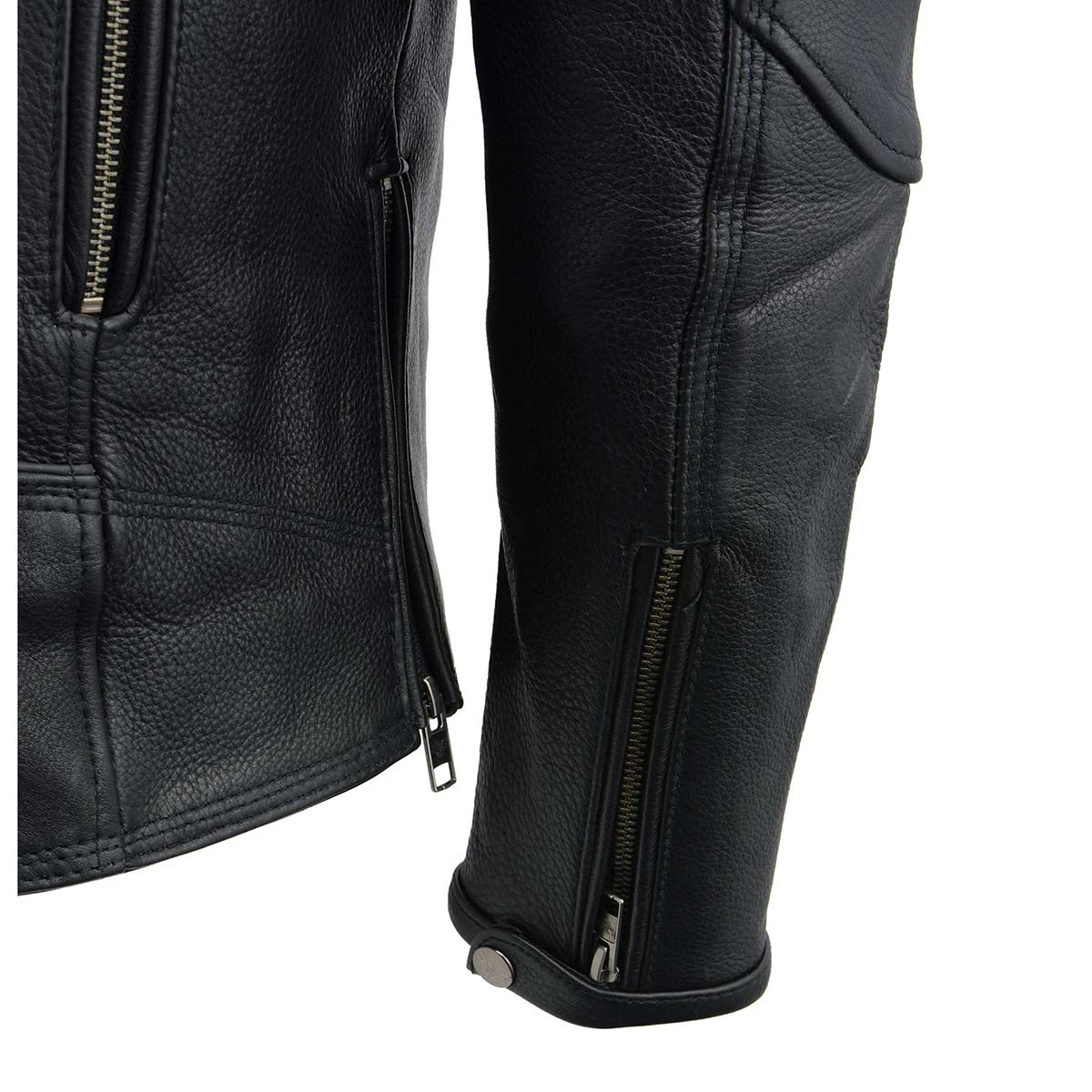 Milwaukee Leather MLM1515 Men's 'Triple Stitch' Beltless Black Leather Moto Jacket Leather Motorcycle Jackets