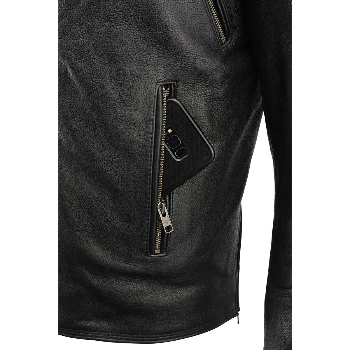 Milwaukee Leather MLM1515 Men's 'Triple Stitch' Beltless Black Leather Moto Jacket Leather Motorcycle Jackets