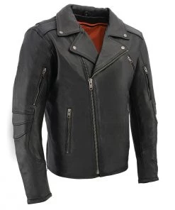 Milwaukee Leather MLM1515 Men's 'Triple Stitch' Beltless Black Leather Moto Jacket Leather Motorcycle Jackets