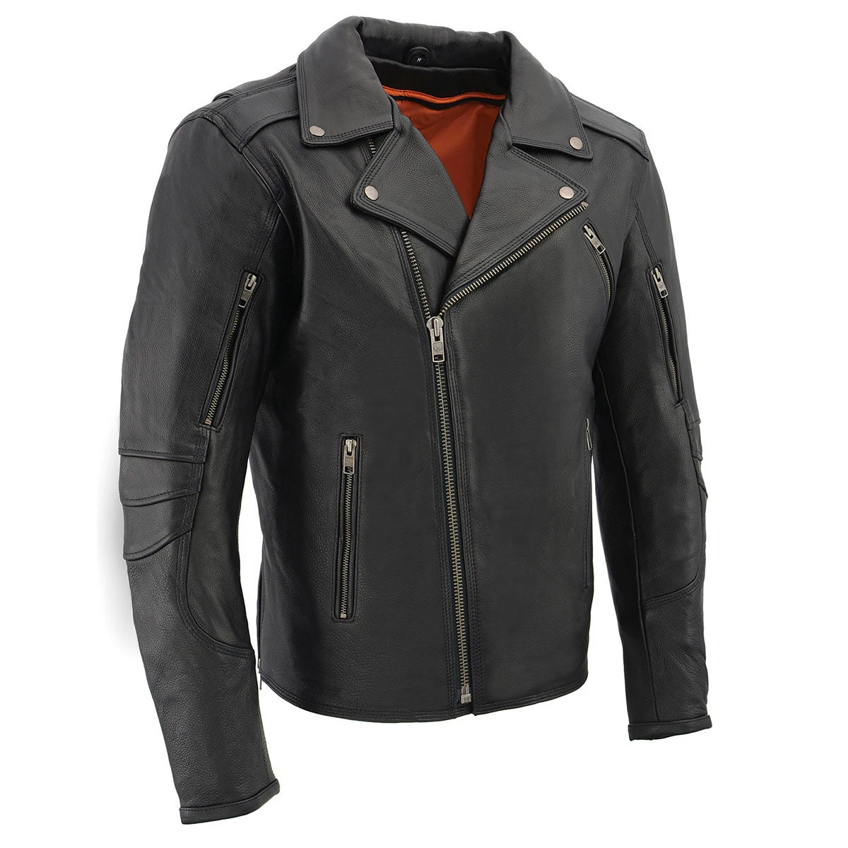 Milwaukee Leather MLM1515 Men's 'Triple Stitch' Beltless Black Leather Moto Jacket Leather Motorcycle Jackets