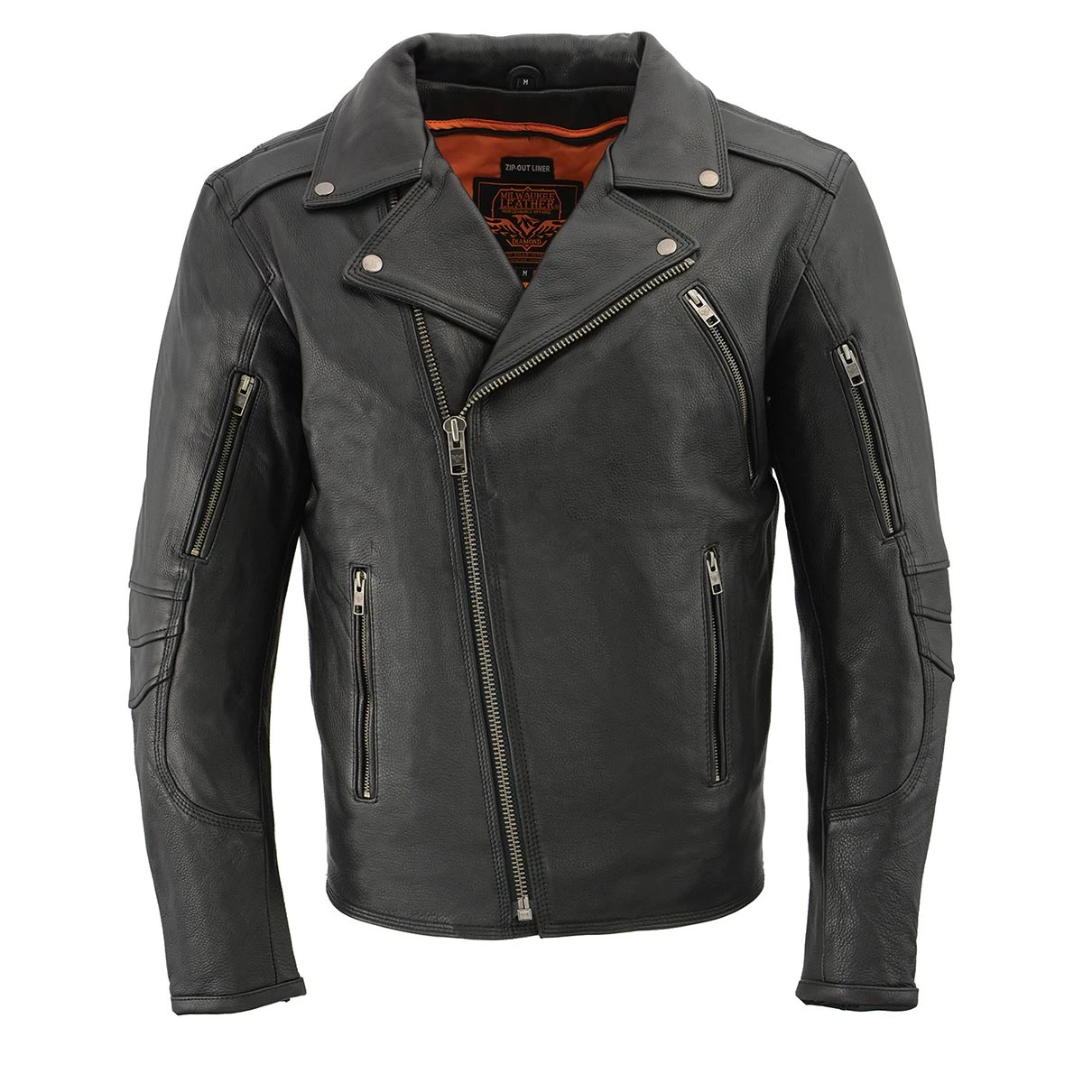 Milwaukee Leather MLM1515 Men's 'Triple Stitch' Beltless Black Leather Moto Jacket Leather Motorcycle Jackets