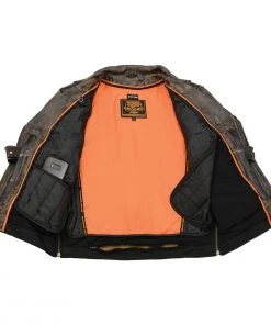 Milwaukee Leather MLM1515 Men's'Triple Stitched' Beltless Distressed Brown Leather Jacket