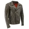 Milwaukee Leather MLM1515 Men's 'Triple Stitched' Beltless Distressed Brown Leather Jacket