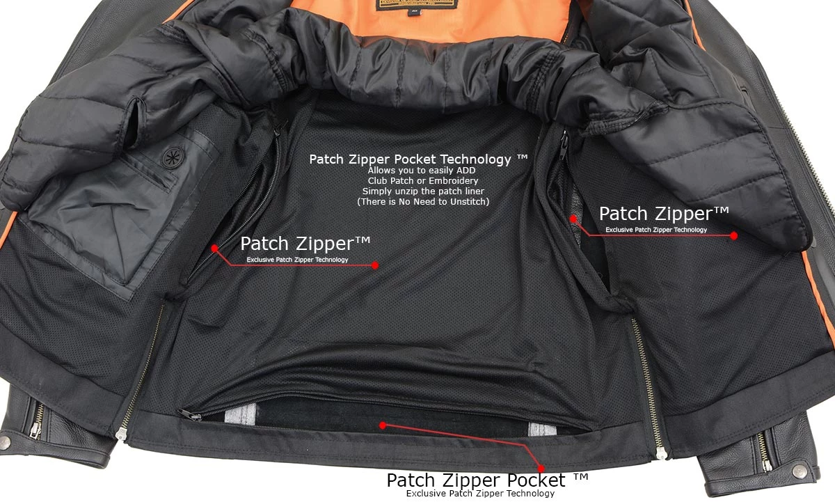 Milwaukee Leather MLM1515 Men's 'Triple Stitch' Beltless Black Leather Moto Jacket Leather Motorcycle Jackets