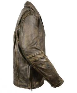 Milwaukee Leather MLM1515 Men's'Triple Stitched' Beltless Distressed Brown Leather Jacket