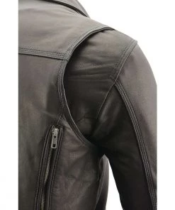 Milwaukee Leather MLM1516 Men's Triple Stitch Black Lightweight Biker Leather Jacket