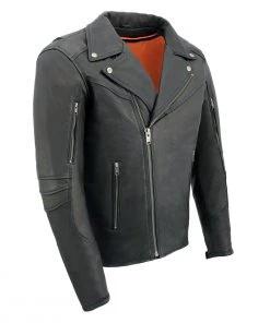 Milwaukee Leather MLM1516 Men's Triple Stitch Black Lightweight Biker Leather Jacket