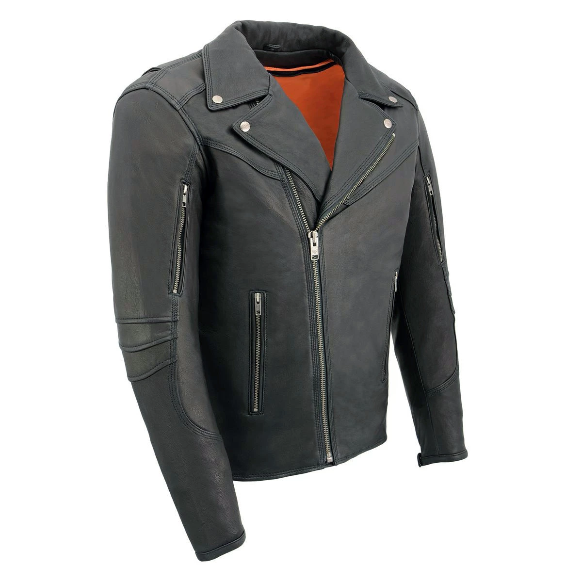 Milwaukee Leather MLM1516 Men's Triple Stitch Black Lightweight Biker Leather Jacket