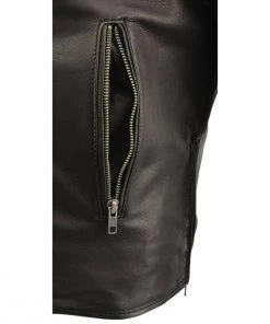 Milwaukee Leather MLM1516 Men's Triple Stitch Black Lightweight Biker Leather Jacket