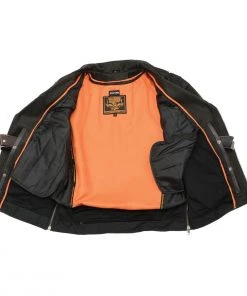 Milwaukee Leather MLM1516 Men's Triple Stitch Black Lightweight Biker Leather Jacket