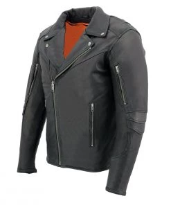Milwaukee Leather MLM1516 Men's Triple Stitch Black Lightweight Biker Leather Jacket