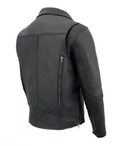 Milwaukee Leather MLM1516 Men's Triple Stitch Black Lightweight Biker Leather Jacket