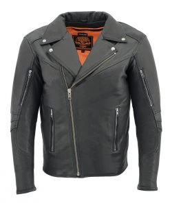 Milwaukee Leather MLM1516 Men's Triple Stitch Black Lightweight Biker Leather Jacket