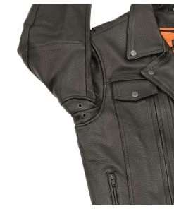 Leather Motorcycle Jackets Milwaukee Leather MLM1520 Men's Pistol Pete Vented Black Leather Cruiser Jacket