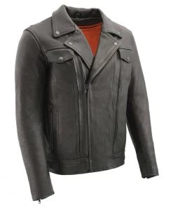 Leather Motorcycle Jackets Milwaukee Leather MLM1520 Men's Pistol Pete Vented Black Leather Cruiser Jacket