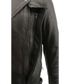 Leather Motorcycle Jackets Milwaukee Leather MLM1520 Men's Pistol Pete Vented Black Leather Cruiser Jacket