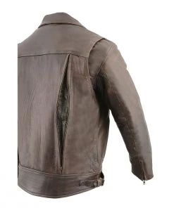 Leather Motorcycle Jackets Milwaukee Leather MLM1522 Men's ‘Vented’ Retro Brown Leather Motorcycle Jacket