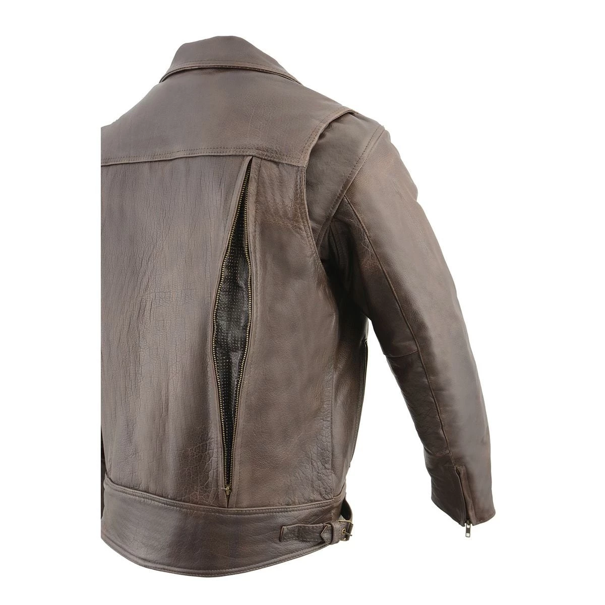 Leather Motorcycle Jackets Milwaukee Leather MLM1522 Men's ‘Vented’ Retro Brown Leather Motorcycle Jacket