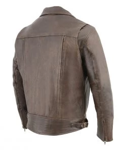 Leather Motorcycle Jackets Milwaukee Leather MLM1522 Men's ‘Vented’ Retro Brown Leather Motorcycle Jacket