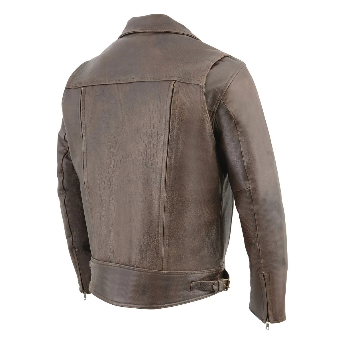 Leather Motorcycle Jackets Milwaukee Leather MLM1522 Men's ‘Vented’ Retro Brown Leather Motorcycle Jacket