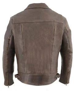 Leather Motorcycle Jackets Milwaukee Leather MLM1522 Men's ‘Vented’ Retro Brown Leather Motorcycle Jacket