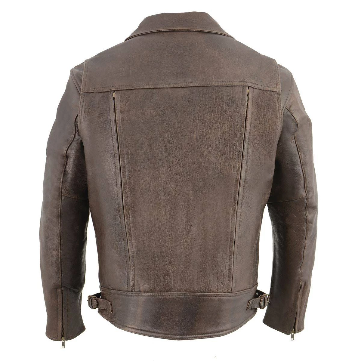 Leather Motorcycle Jackets Milwaukee Leather MLM1522 Men's ‘Vented’ Retro Brown Leather Motorcycle Jacket