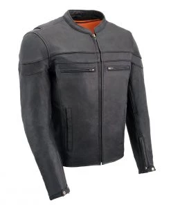 Milwaukee Leather MLM1526 Men's Black 'Cool-Tec' Leather Sporty Scooter Jacket Cool-Tec Jackets