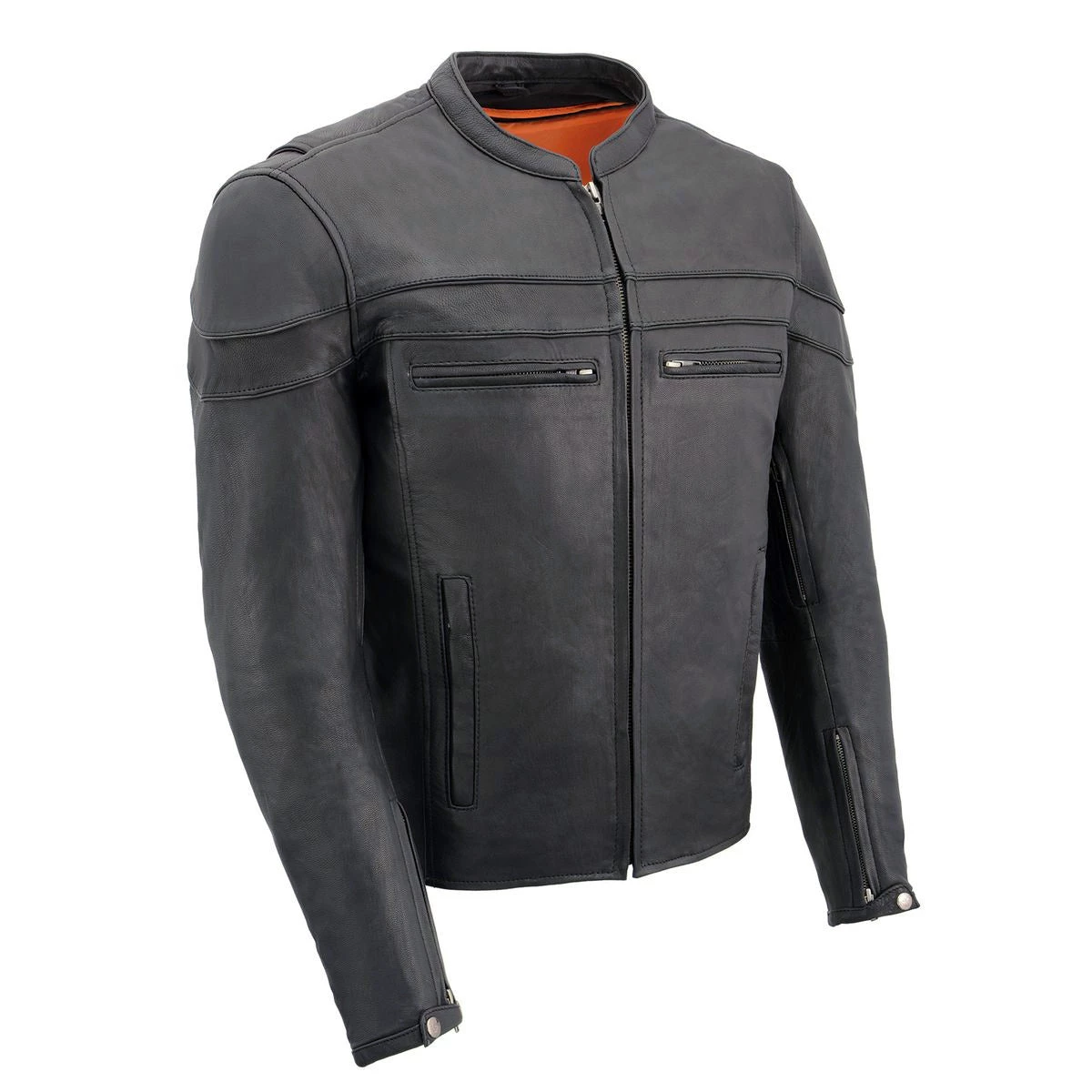 Milwaukee Leather MLM1526 Men's Black 'Cool-Tec' Leather Sporty Scooter Jacket Cool-Tec Jackets