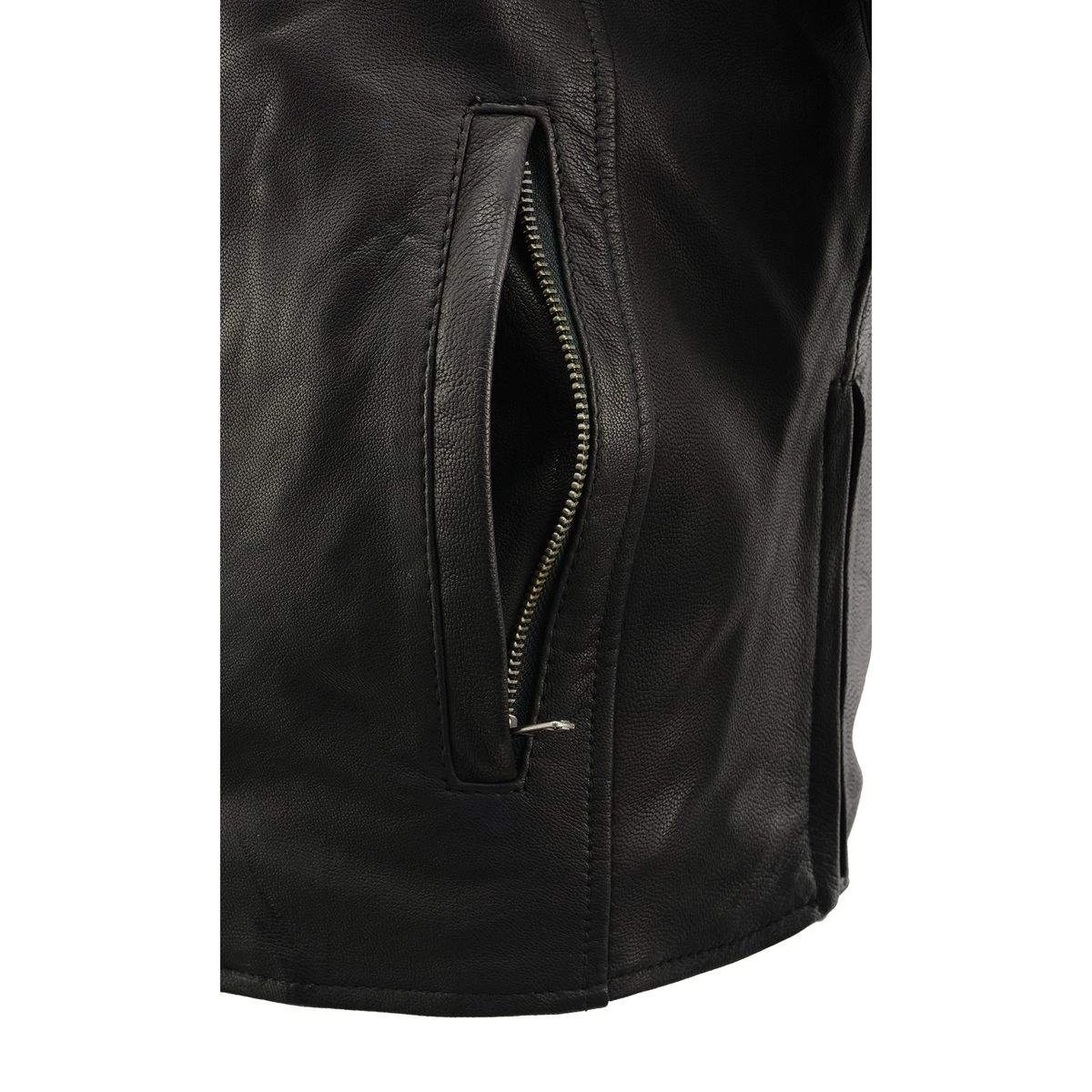 Milwaukee Leather MLM1526 Men's Black 'Cool-Tec' Leather Sporty Scooter Jacket Cool-Tec Jackets