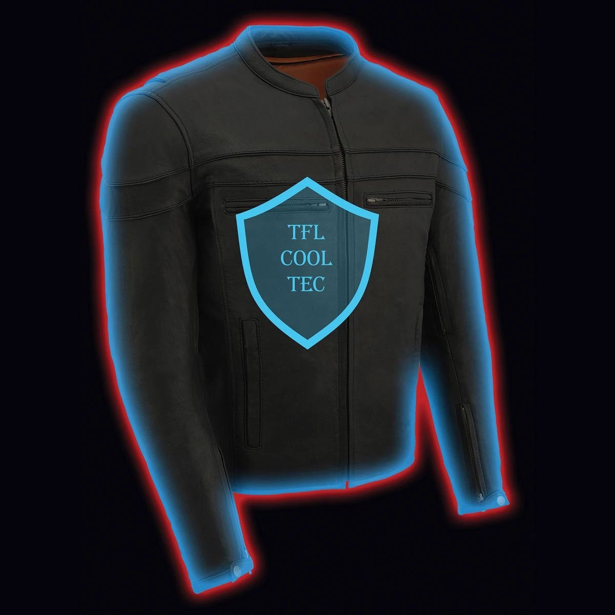 Milwaukee Leather MLM1526 Men's Black 'Cool-Tec' Leather Sporty Scooter Jacket Cool-Tec Jackets