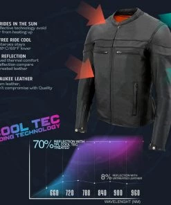 Milwaukee Leather MLM1526 Men's Black 'Cool-Tec' Leather Sporty Scooter Jacket Cool-Tec Jackets