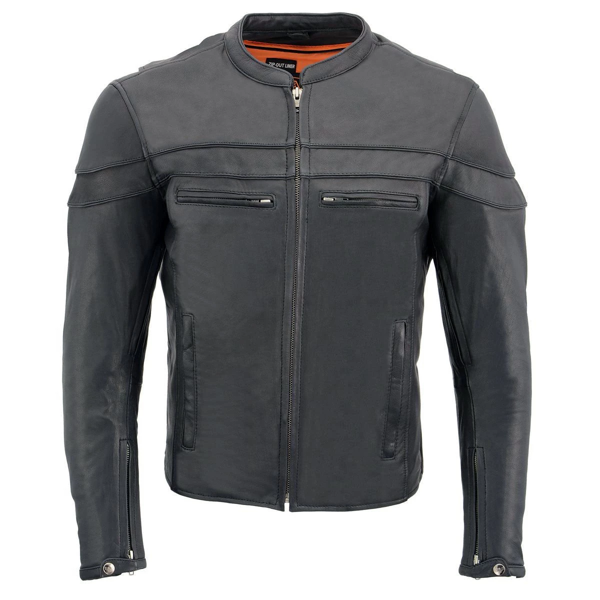 Milwaukee Leather MLM1526 Men's Black 'Cool-Tec' Leather Sporty Scooter Jacket Cool-Tec Jackets