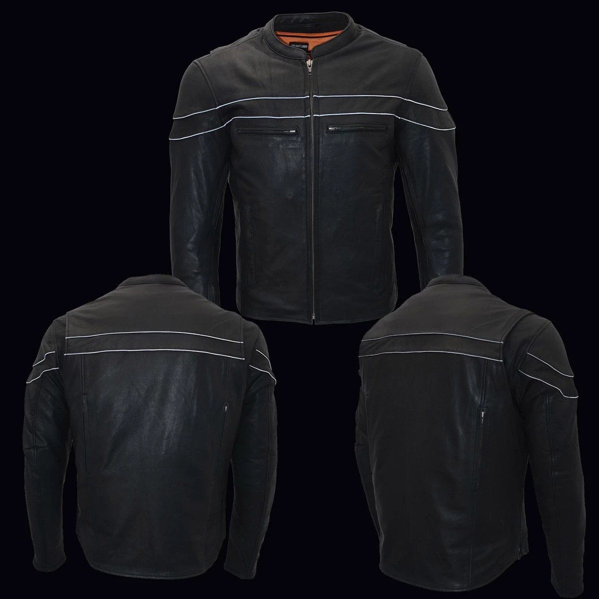 Milwaukee Leather MLM1526 Men's Black 'Cool-Tec' Leather Sporty Scooter Jacket Cool-Tec Jackets