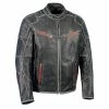 Milwaukee Leather MLM1535 Men's Vintage Grey 'Triple Vent' Leather Jacket With Zipper Color Accent Leather Motorcycle Jackets