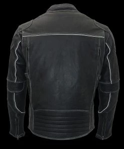 Milwaukee Leather MLM1536 Men's Vintage Grey'Triple Vent' Leather Jacket Leather Motorcycle Jackets