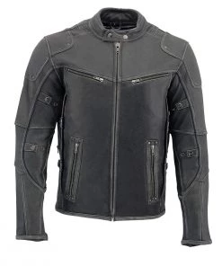 Milwaukee Leather MLM1536 Men's Vintage Grey'Triple Vent' Leather Jacket Leather Motorcycle Jackets