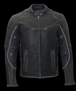 Milwaukee Leather MLM1536 Men's Vintage Grey'Triple Vent' Leather Jacket Leather Motorcycle Jackets