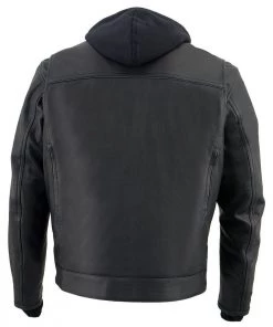 Leather Motorcycle Jackets Milwaukee Leather MLM1537 Men's Black Leather ‘Utility Pocket’ Vented Jacket With Removable Hoodie