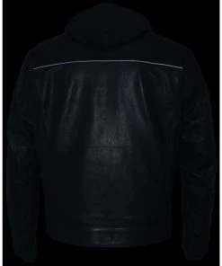 Leather Motorcycle Jackets Milwaukee Leather MLM1537 Men's Black Leather ‘Utility Pocket’ Vented Jacket With Removable Hoodie