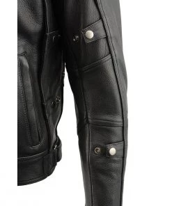 Milwaukee Leather MLM1545 Men's Quilted Pattern Triple Vent Black Leather Scooter Jacket Leather Motorcycle Jackets