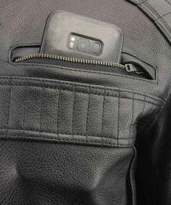 Milwaukee Leather MLM1545 Men's Quilted Pattern Triple Vent Black Leather Scooter Jacket Leather Motorcycle Jackets