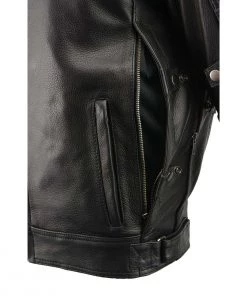 Milwaukee Leather MLM1545 Men's Quilted Pattern Triple Vent Black Leather Scooter Jacket Leather Motorcycle Jackets