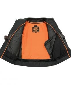 Milwaukee Leather MLM1545 Men's Quilted Pattern Triple Vent Black Leather Scooter Jacket Leather Motorcycle Jackets