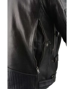 Milwaukee Leather MLM1545 Men's Quilted Pattern Triple Vent Black Leather Scooter Jacket Leather Motorcycle Jackets