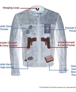 Leather Motorcycle Jackets Milwaukee Leather MLM1550 Men's Vented Black-Beige Distressed Leather Scooter Jacket