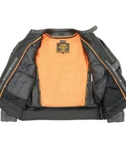 Milwaukee Leather MLM1551 Men's Black'Cool-Tec' Leather Sporty Scooter Jacket