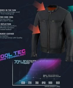 Milwaukee Leather MLM1551 Men's Black 'Cool-Tec' Leather Sporty Scooter Jacket