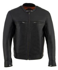 Milwaukee Leather MLM1551 Men's Black'Cool-Tec' Leather Sporty Scooter Jacket