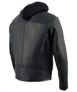 Leather Motorcycle Jackets Milwaukee Leather MLM1552 Men's Black Leather ‘Utility Pocket’ Vented Jacket With Removable Hoodie